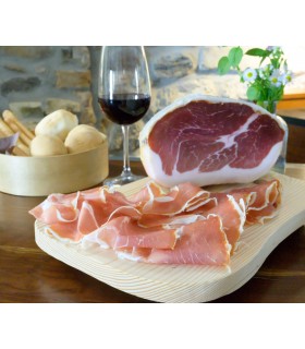 "La GLACERE" raw ham of San Daniele DOP platter obtained from a slice of tail