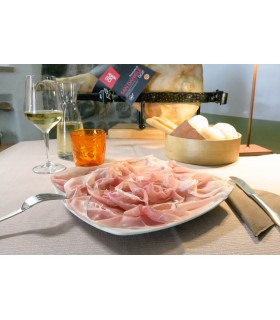 Plate of San Daniele DOP raw ham “La GLACERE”, traditionally processed