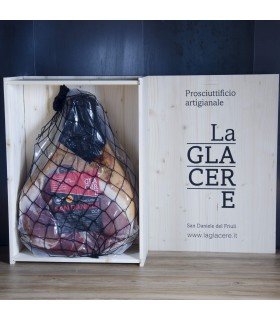 Boned PDO Prosciutto Crudo San Daniele packed in an elegant wooden box