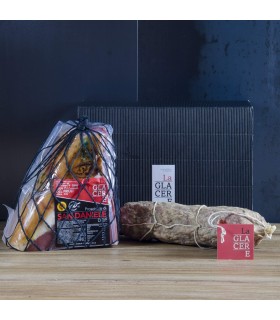 Coffret cadeau avec steak de jambon cru San Daniele et salami frioulan